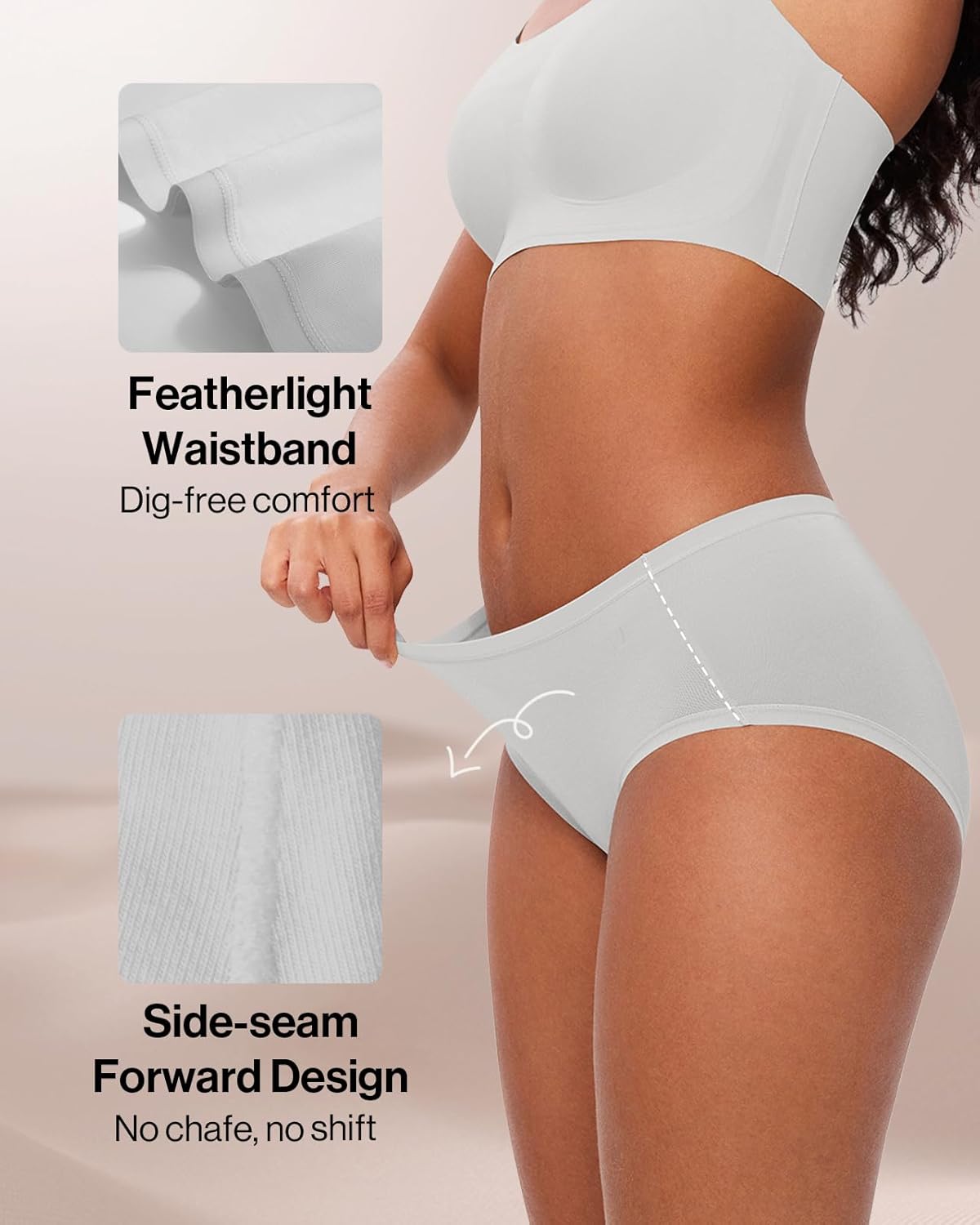 Ubras Soft Comfortbale Women Underwear Pack, Full Coverage Underwear for Work out, Cotton Crotch Women's Briefs Panties - Image 6