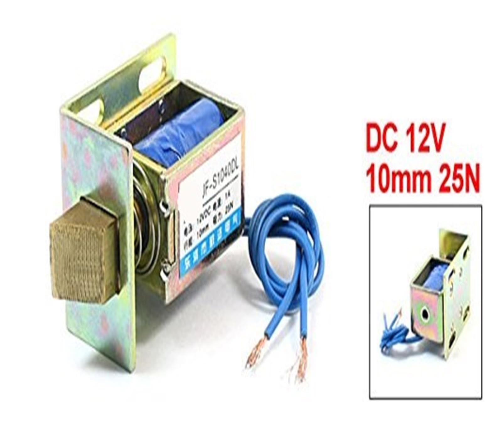 KOKYLEZN Door Lock Solenoid Electromagnet 12V DC 1A 10mm Stroke 25N 2.5Kg 5.5LB Force Open Frame Type JF-S104DL