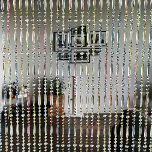 Trente Rideau à perles de différentes tailles et couleurs pour porte de balcon, moustiquaire à perles anti-insectes, multicolore, 90 x 200 cm