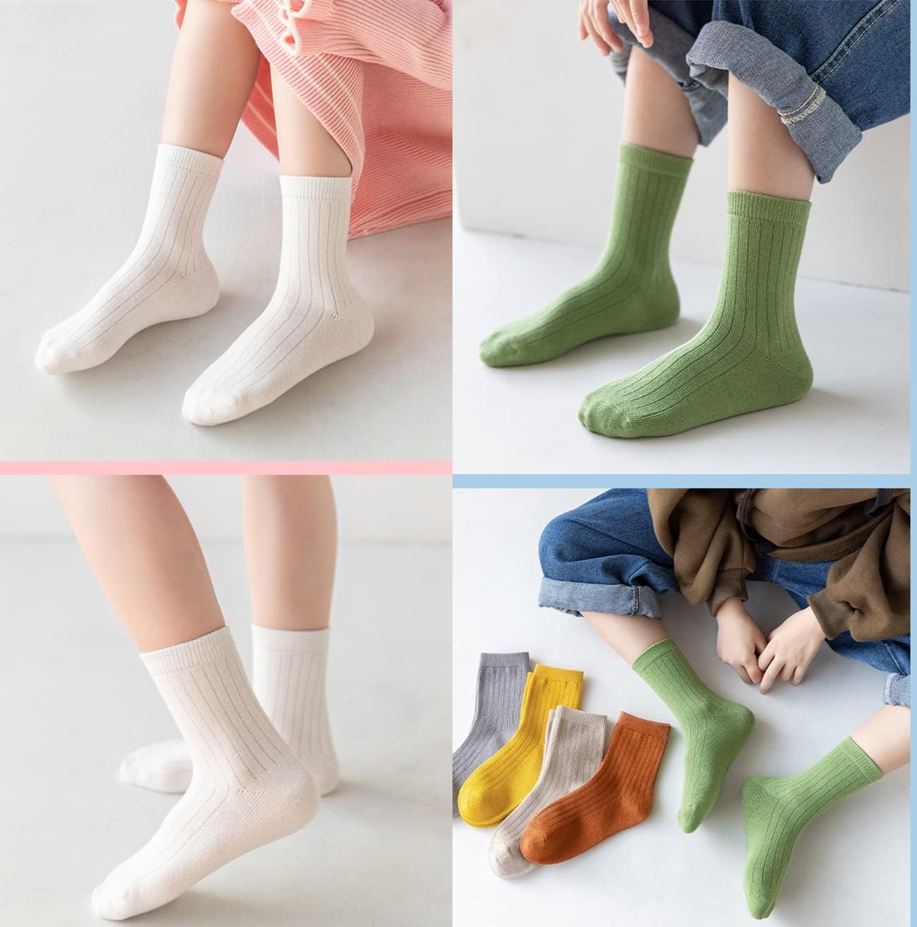 Toptim Kids Girl Crew Socks Colorful Lightweight Cotton Casual Sock - Image 2