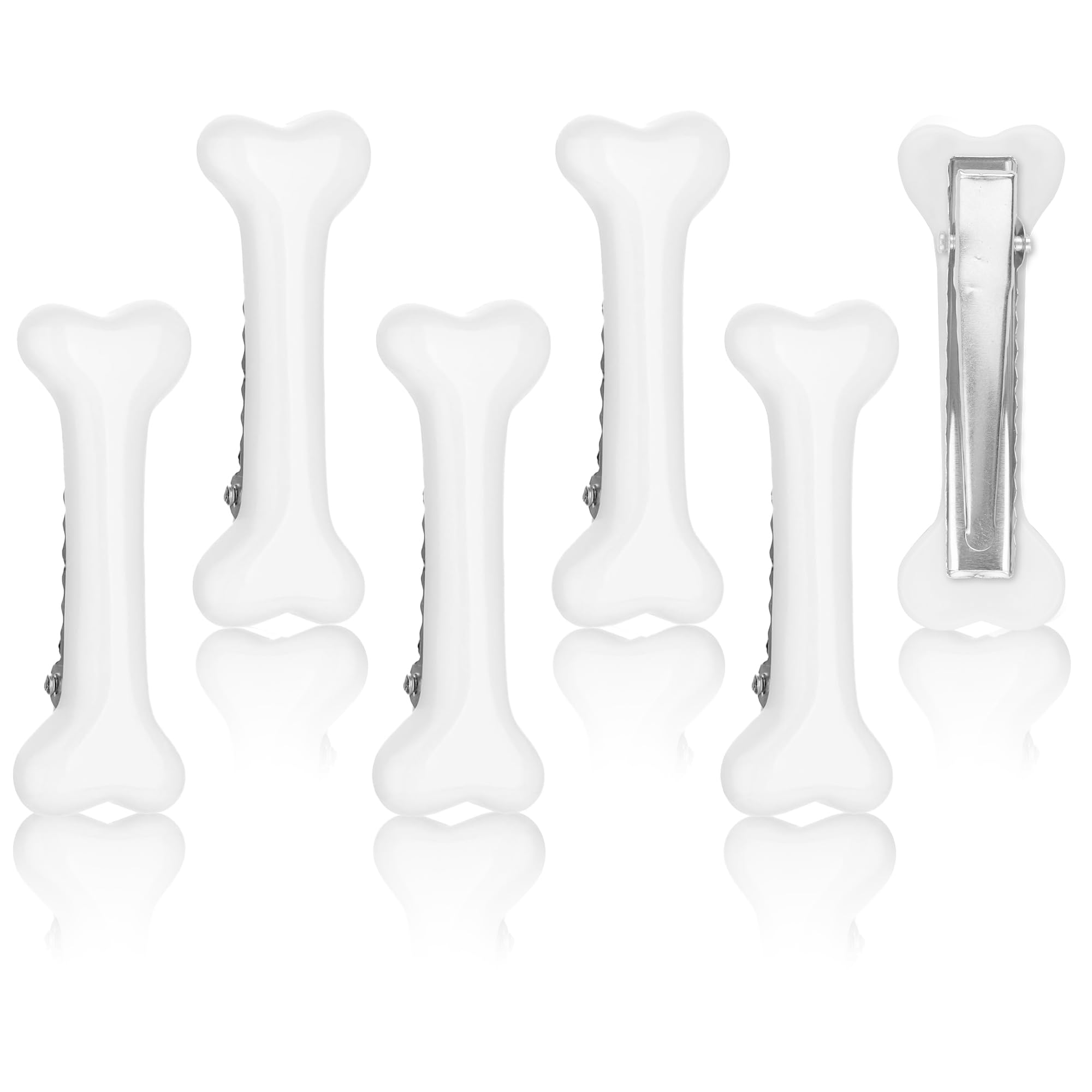KICOSY 6Pcs Bone Hair Clips Barrettes for Women Girls, Alligator Hair Clip Halloween Cosplay Costume Hair Accessories Cutecore Skeleton Emo Barrettes for Party Costume and Daily Wear