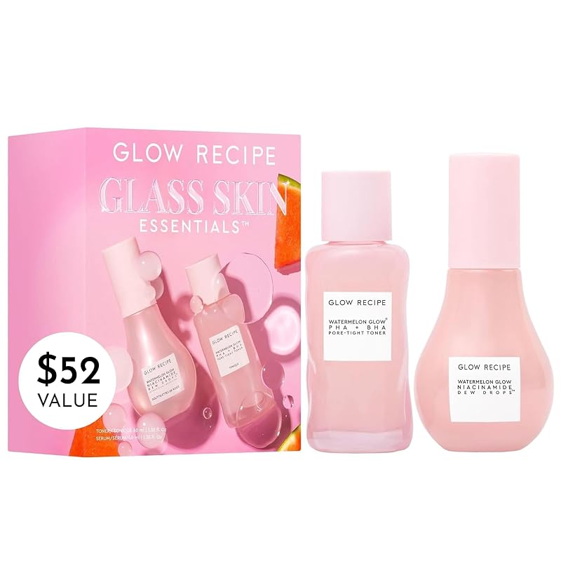 Kit de cuidados faciais Glow Recipe com sérum de niacinamida e tônico PHA + BHA, tamanho viagem, 2 unidades