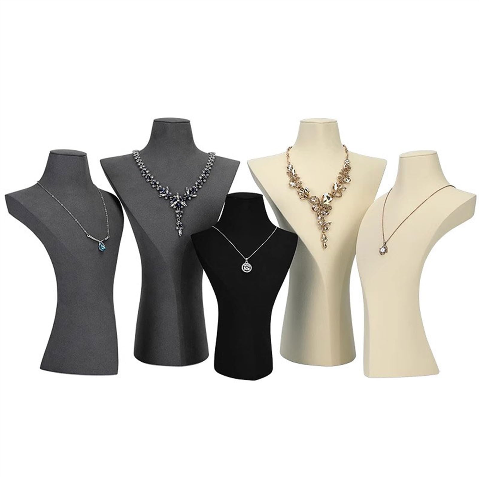 LLXYWJ Espositore per Gioielli in Velluto Nero Busto per Gioielli espositore per collane Fiera Commerciale Collana 3D Porta manichino Pendente per collane espositore per Negozi Eventi spettacoli