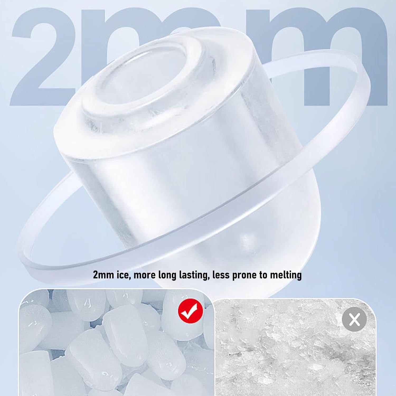 Goshyda Small Portable Ice Maker Countertop with One Key Operation, Silent Design for Household Kitchen Bar Stainless Steel (US Plug 110V)