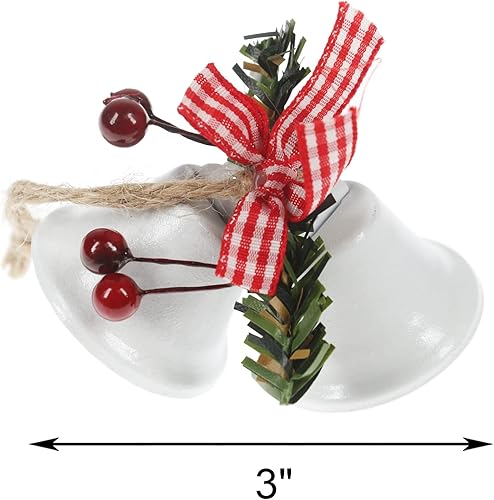 Miniatura 9 de Tinsow 20 campanas de Navidad rojas, adorno colgante de árbol de metal para decoración navideña (20, rojo)