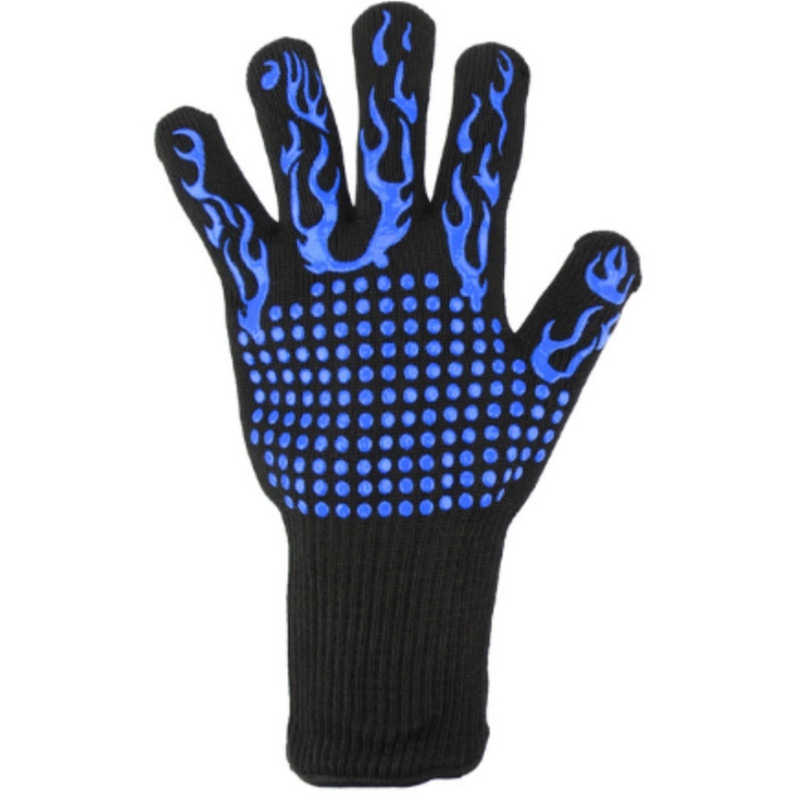 Guantes Barbacoa 1 par de guantes de horno resistentes al calor: guantes de silicona antideslizantes y resistentes a cortes for barbacoa, cocina, parrilla, Camping y utensilios de cocina(Blue 30CM)