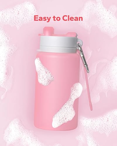 Miniatura 13 de Botella de agua plegable, botella plegable portátil y botella de agua con clip para mochila, botella de agua plegable sin BPA, botella deportiva