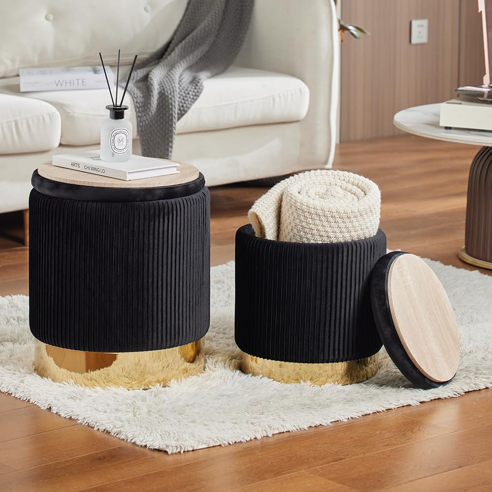 2BYF Velvet Nesting Ottoman Set
