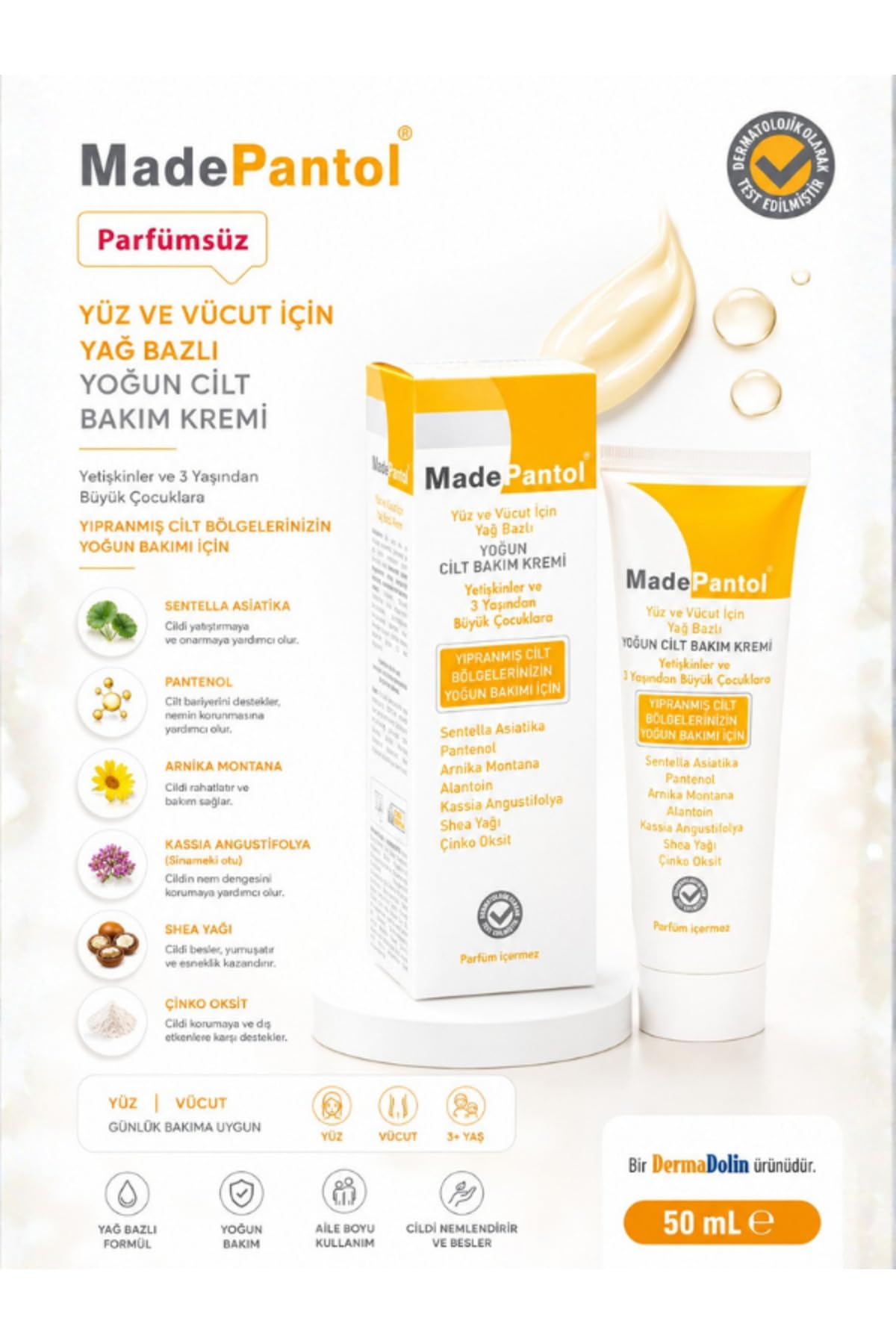 Dermadolin Madepantol Yağ Bazlı Yüz Ve Vücut Kremi 50 Ml