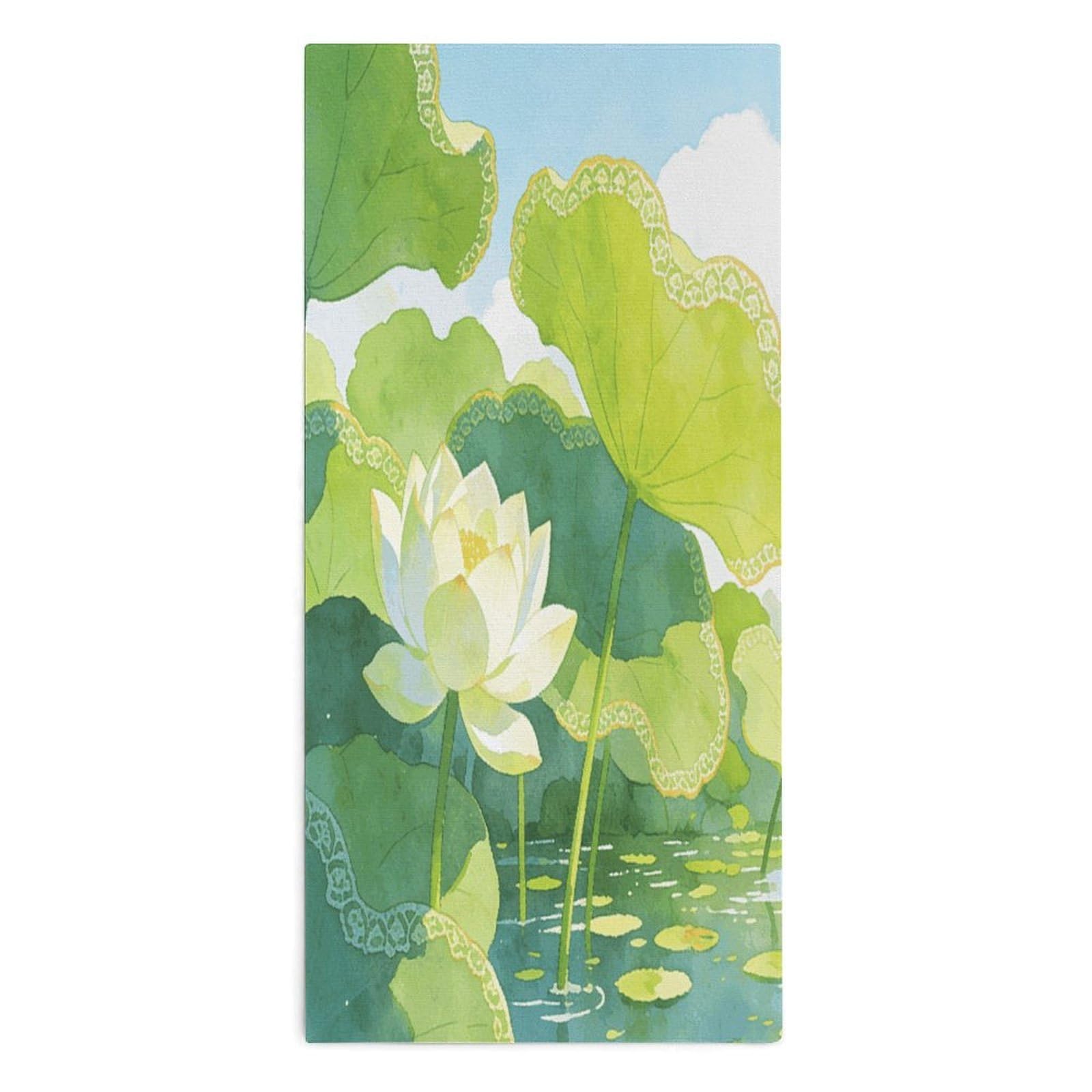 VstaDank Green Lotus Pond Towel Quick Dry Absorbent Towels for Beach Thin Soft Lightweight Travel Bath Towel Sand Free Super Microfiber Face Towels for Sport Bath Adults