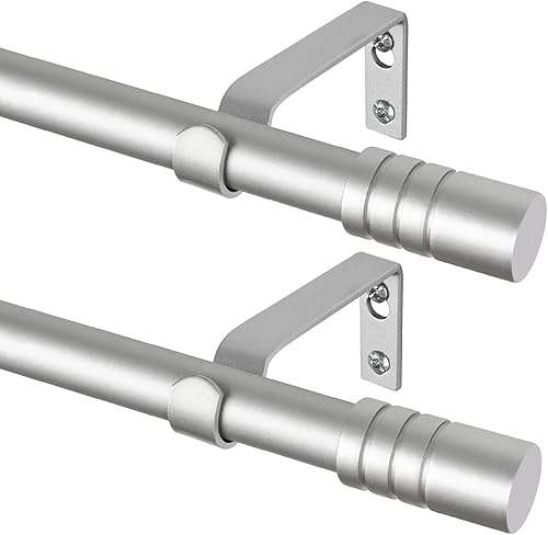 KAMANINA Paquete de 2 barras de cortina de 28 a 48 pulgadas, barras de cortina individuales de níquel de 34 pulgadas para ventanas, barra de cortina