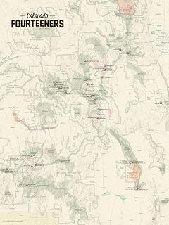 58 Colorado 14ers Checklist Map 18x24 Poster (Tan)