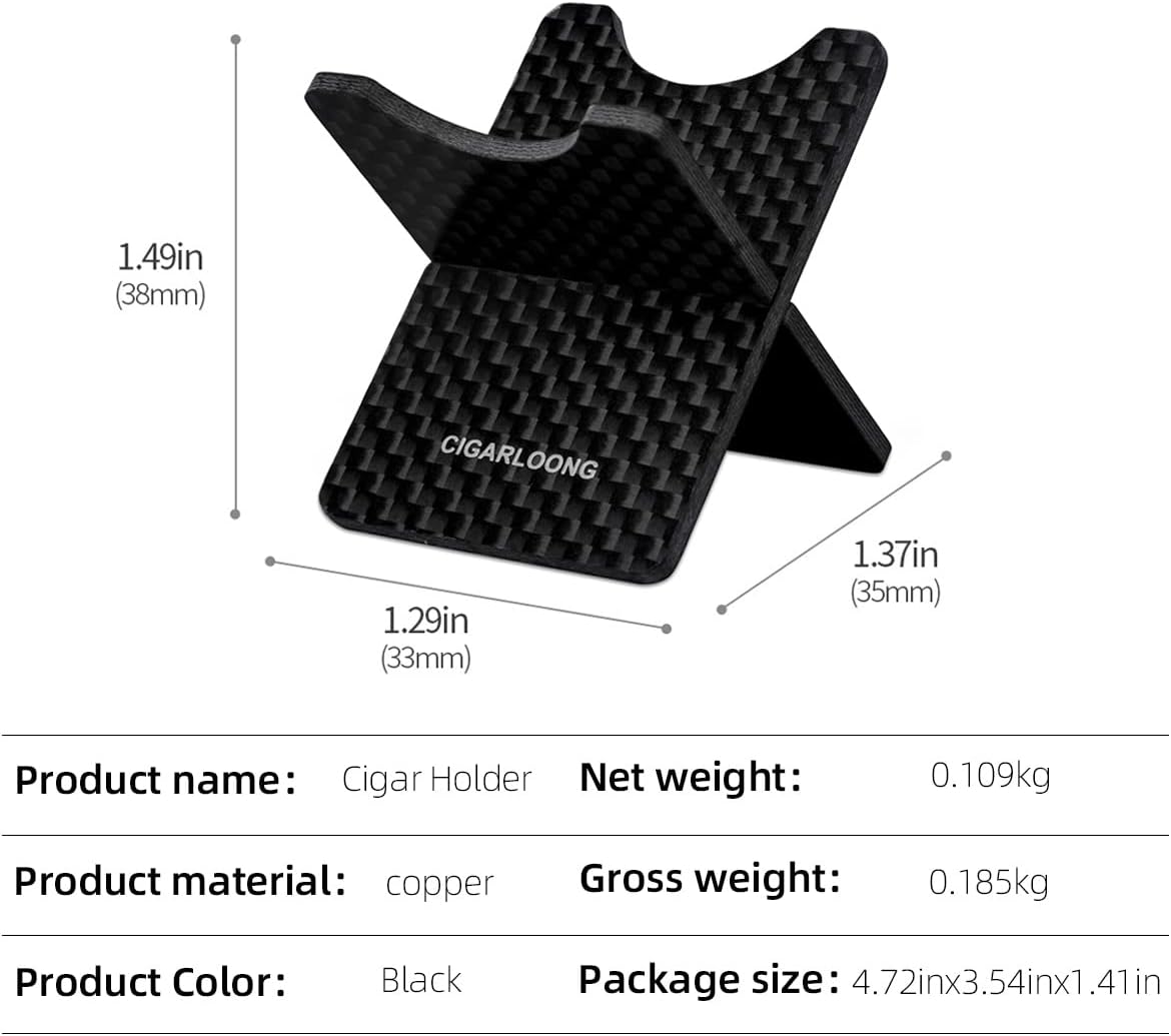 CIGARLOONG Cigar Stand Carbon Fiber Detachable Portable Cigar Travel Holder Rest (Color:Black)