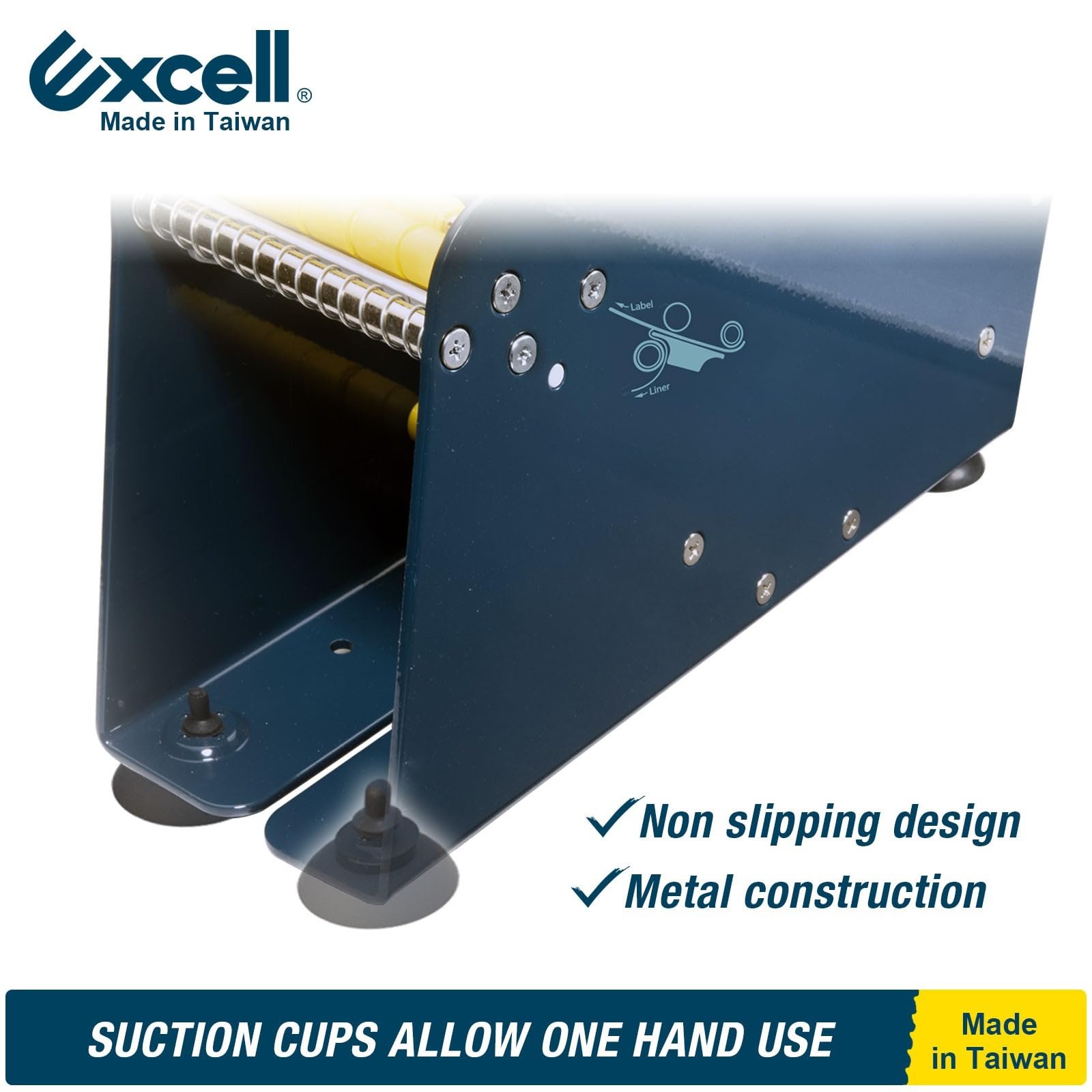 Excell Dispenser manuale per etichette da tavolo (larghezza 77 mm) Dispenser porta rotolo adesivo regolabile per casa, ufficio, negozi al dettaglio e magazzini Forniture di spedizione(7,6 cm)