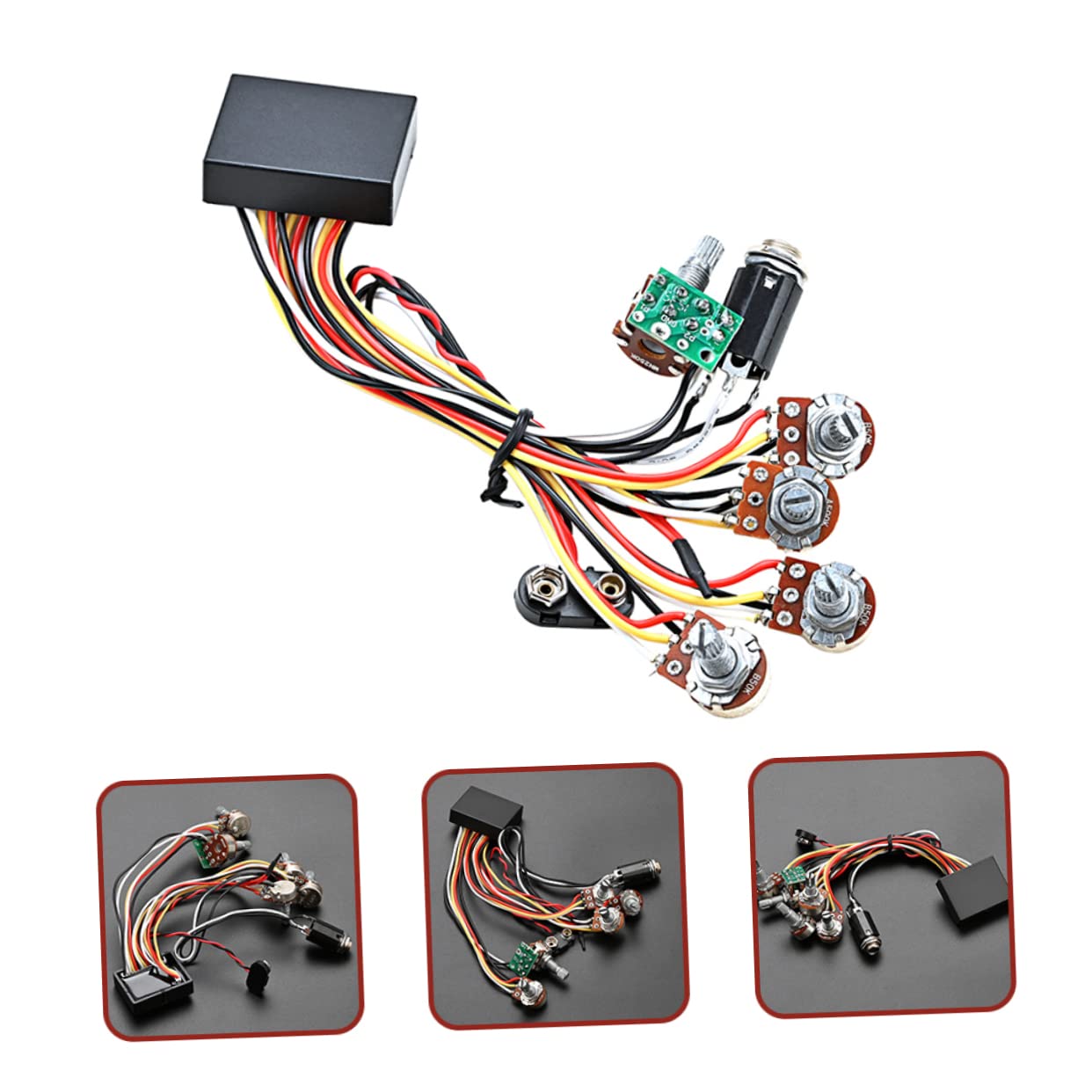 VICASKY 3pcs Bass Guitar Harness Bass Wiring Harness Active Preamp Circuit Guitar Refitting Accessory