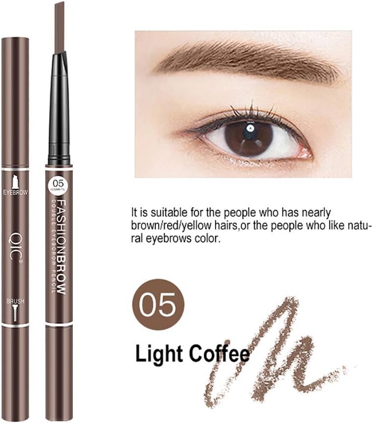 3D Eyebrow Pencil, Long Lasting Non-marking Eyebrow Pencil Brow with Brush for Girls 2 PACK(Light coffee)