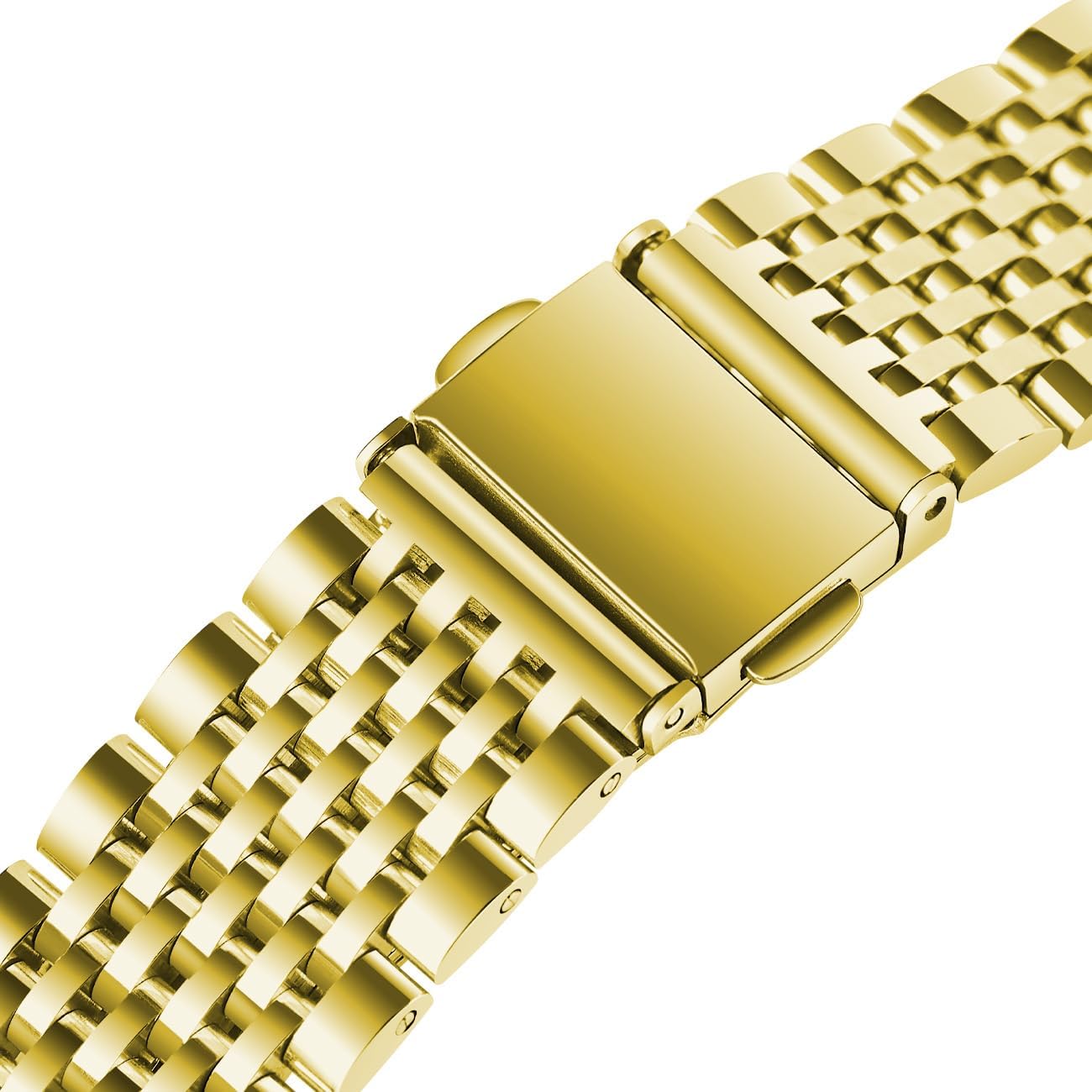 20mm 22mm Metal Watch Bands for Men Women 9-Beads Quick Release Polished Watch Bracelet Slim Tapered Stainless Steel Watch Bands with Push Button Deployant Clasp Adjustable Silver