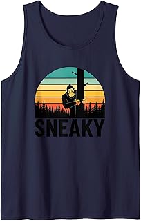 Sneaky Bigfoot Sasquatch Retro Forest Mythical Creature Tank Top