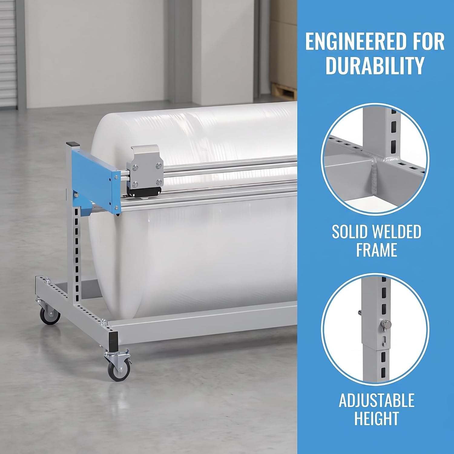 Dispensador De Rollos De Plástico De Burbujas, Soporte Vertical Giratorio De 360° para Envoltura De Espuma, Compatible con Rollos De hasta 1000 Mm (39,37 Pulgadas) De Ancho, con Cortador