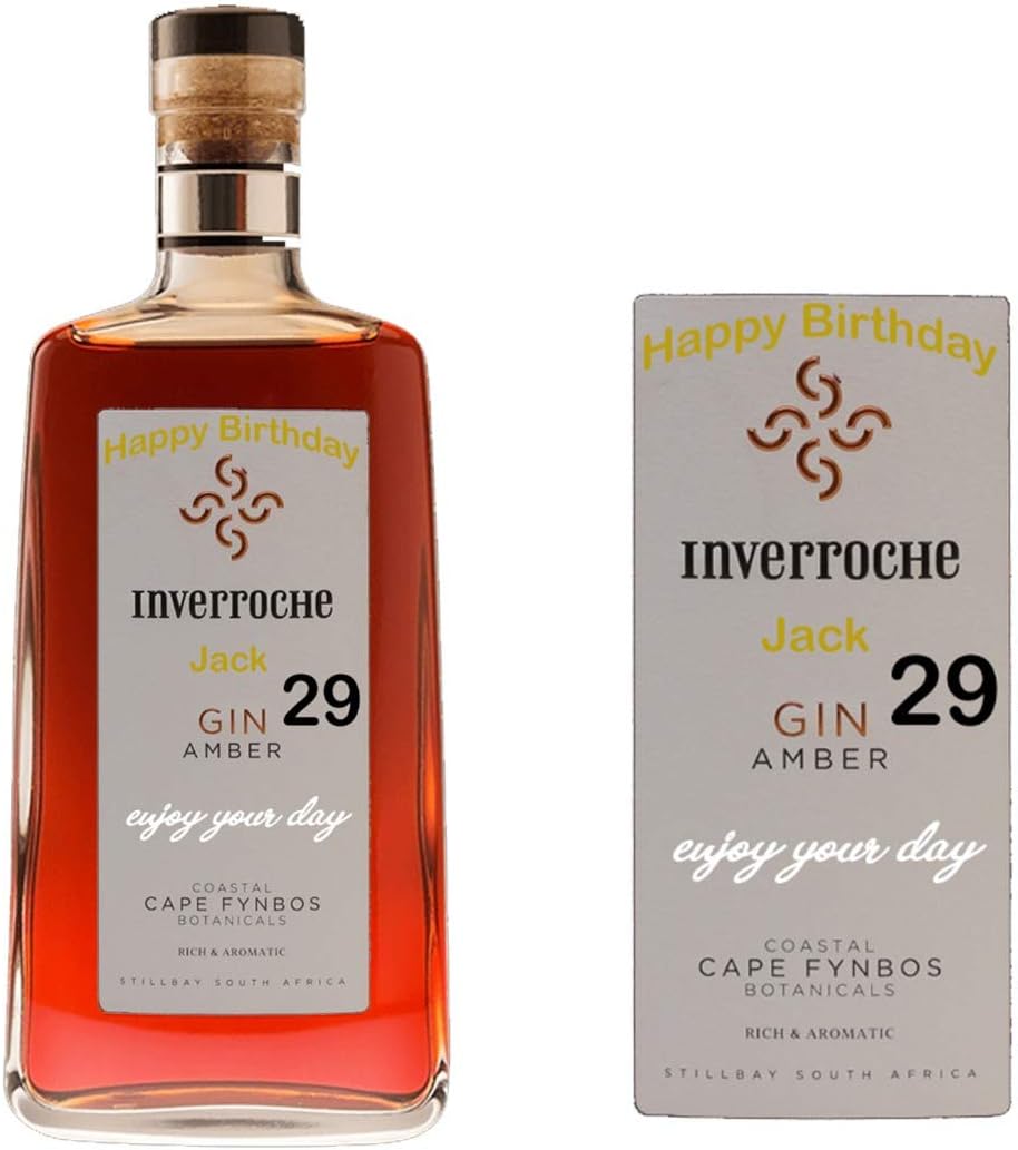 Personalised Birthday Inverroche Amber Gin Bottle Label for Any Occasion BL161