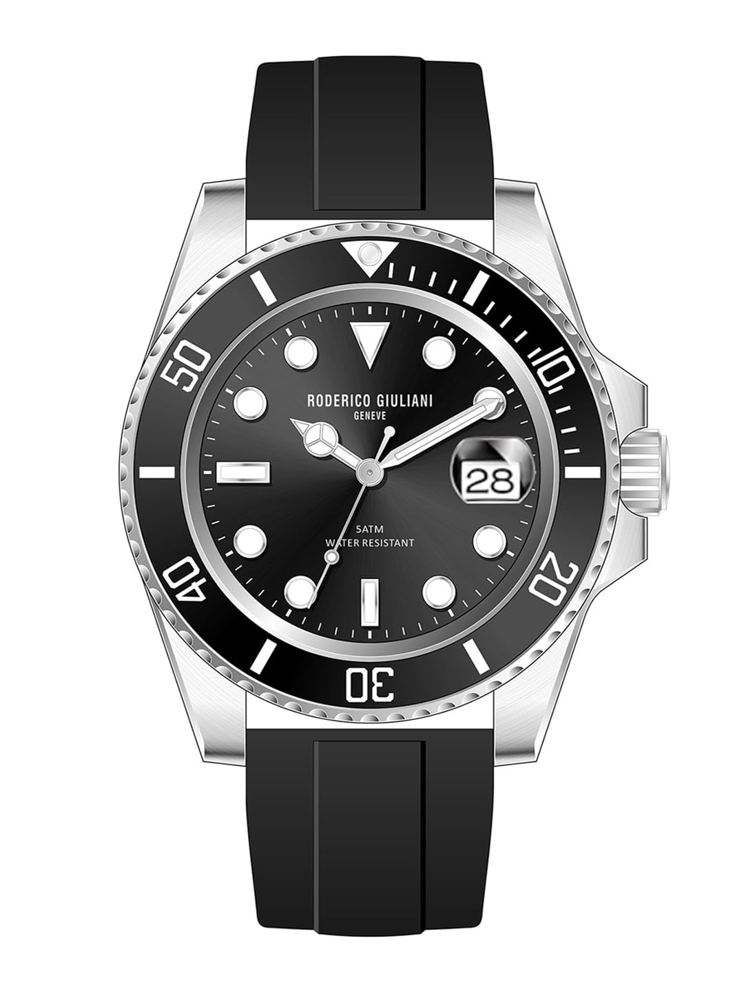 RODERICO GIULIANI Analog Black DIAL Silver CASE Black Bezel Silicone Strap Mens Watch MSLA-7401 (B0CTS4JKQC) Amazon Price History, Amazon Price Tracker