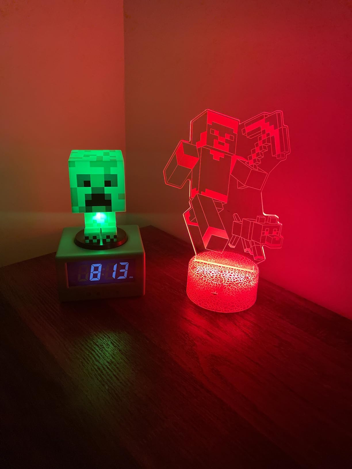 MC Creeper Alarm Clock 3D Lamp Night Light photo review