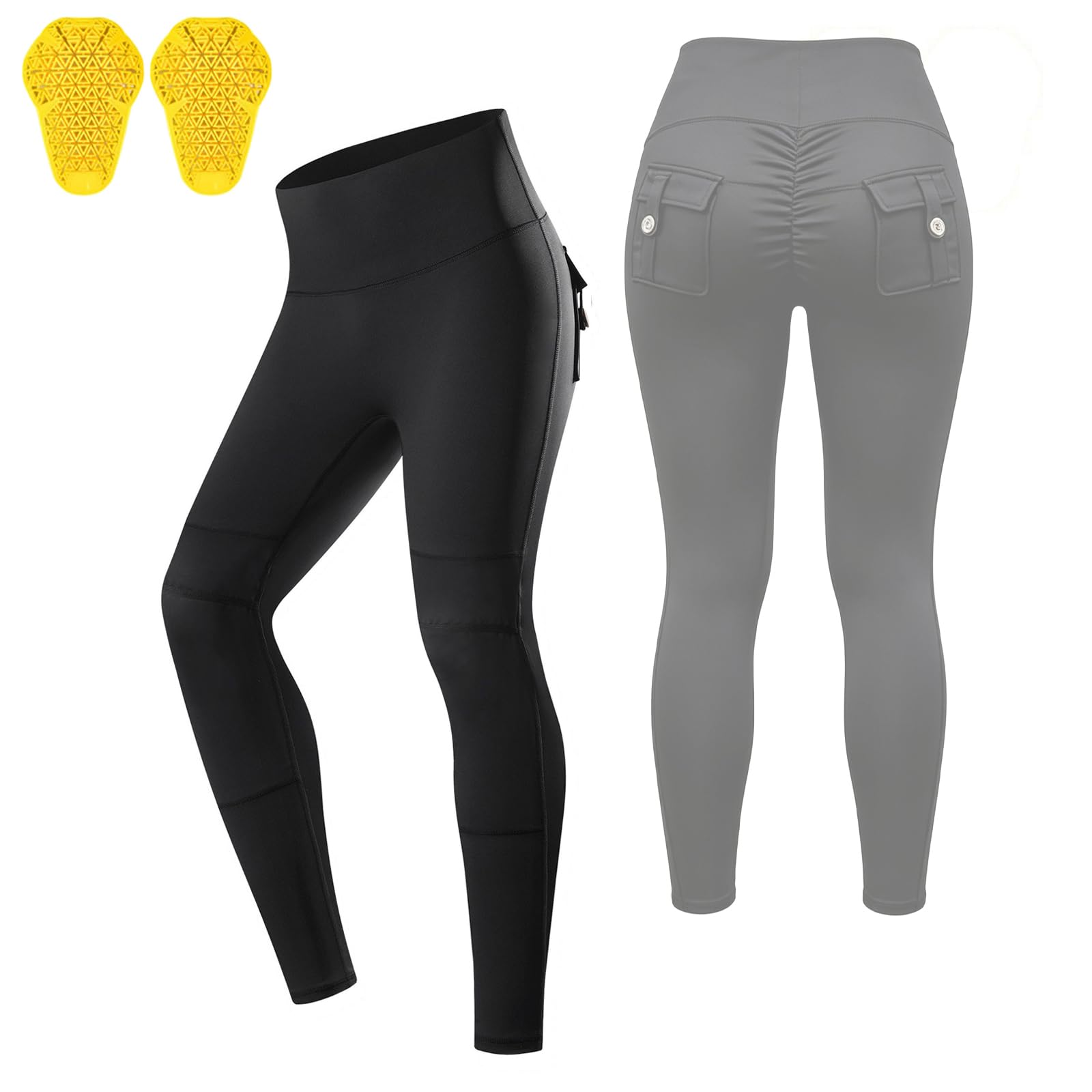 ARMAAN Pantaloni Protettivi da Moto Donna – Leggings Guida Slim Fit con Protezioni Ginocchio CE Rimovibili E Calda Fodera in Pile, per Moto Spostamenti Quotidiani Ciclismo