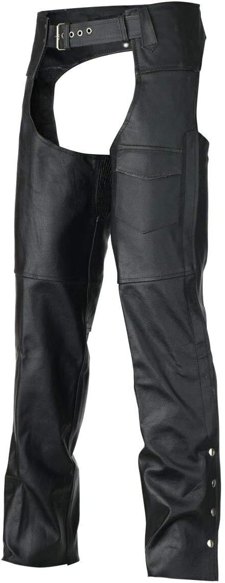 Vance VL801S Black Standard Leather Biker Motorcycle Riding Chaps (S) : Automotive