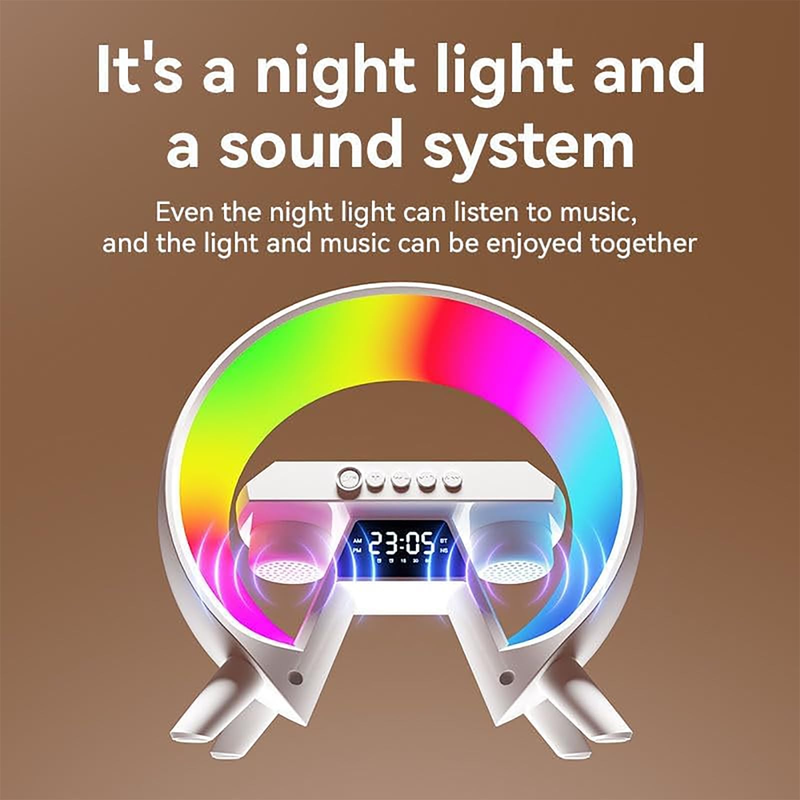 Veilleuse D'ambiance Intelligente, Lampe D'ambiance Rythmique Avec Écran D'affichage LED, 256 Modes D'éclairage Et Son Surround À 360°, Luminosité De La Lumière Réglable, Pour Chambre À Coucher