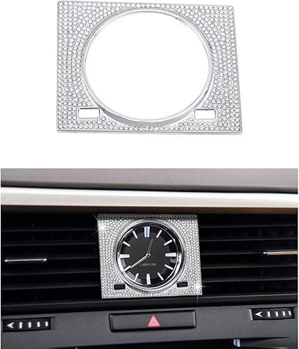 1797 Bling Car Accessories for Lexus RX 2016-2022 350 450h Hybrid Interior Clock Frame Cover Sticker Trim Cristales Metal Plata