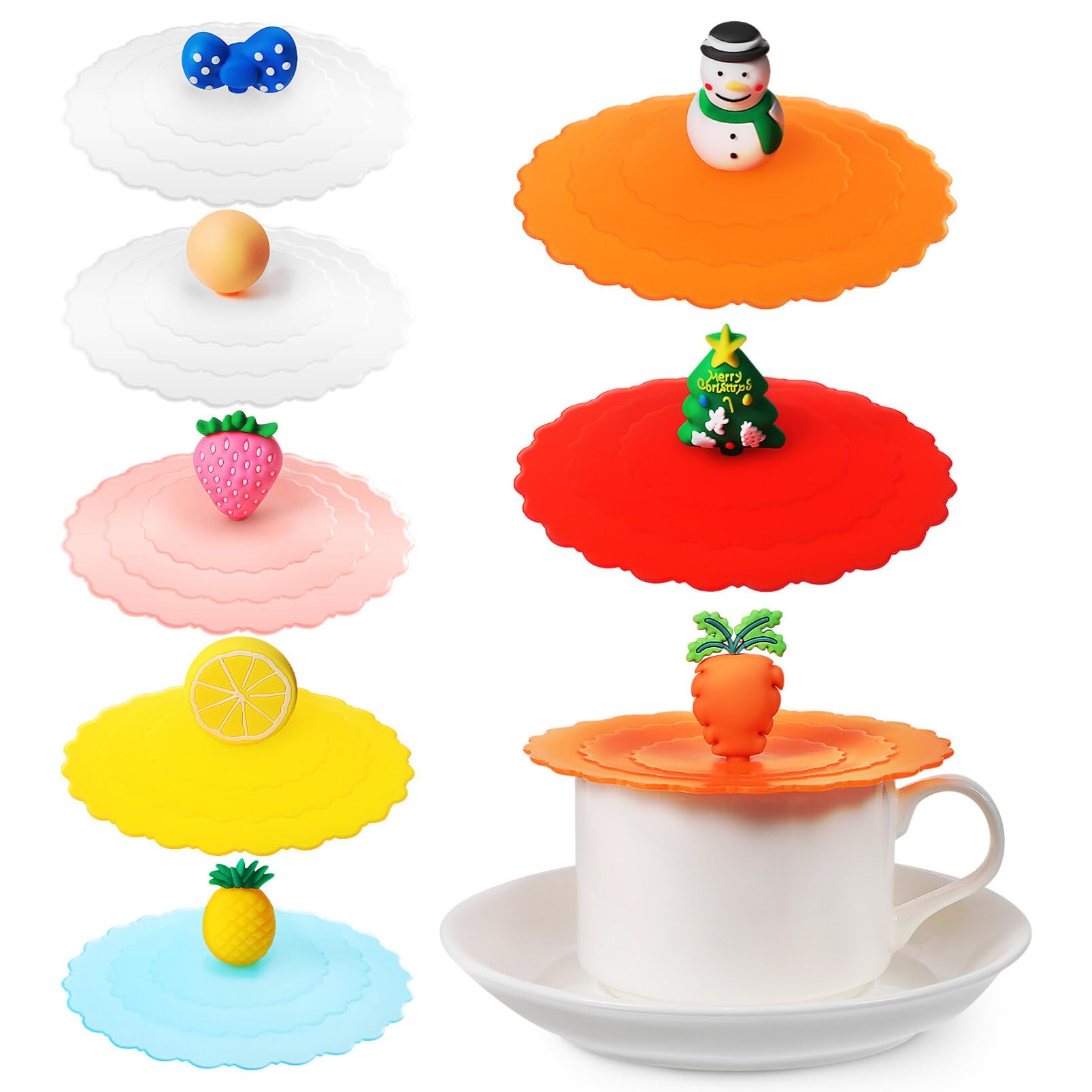 Couvercle hermétique en silicone Luxshiny Lot de 8 pour tasses à café et thé