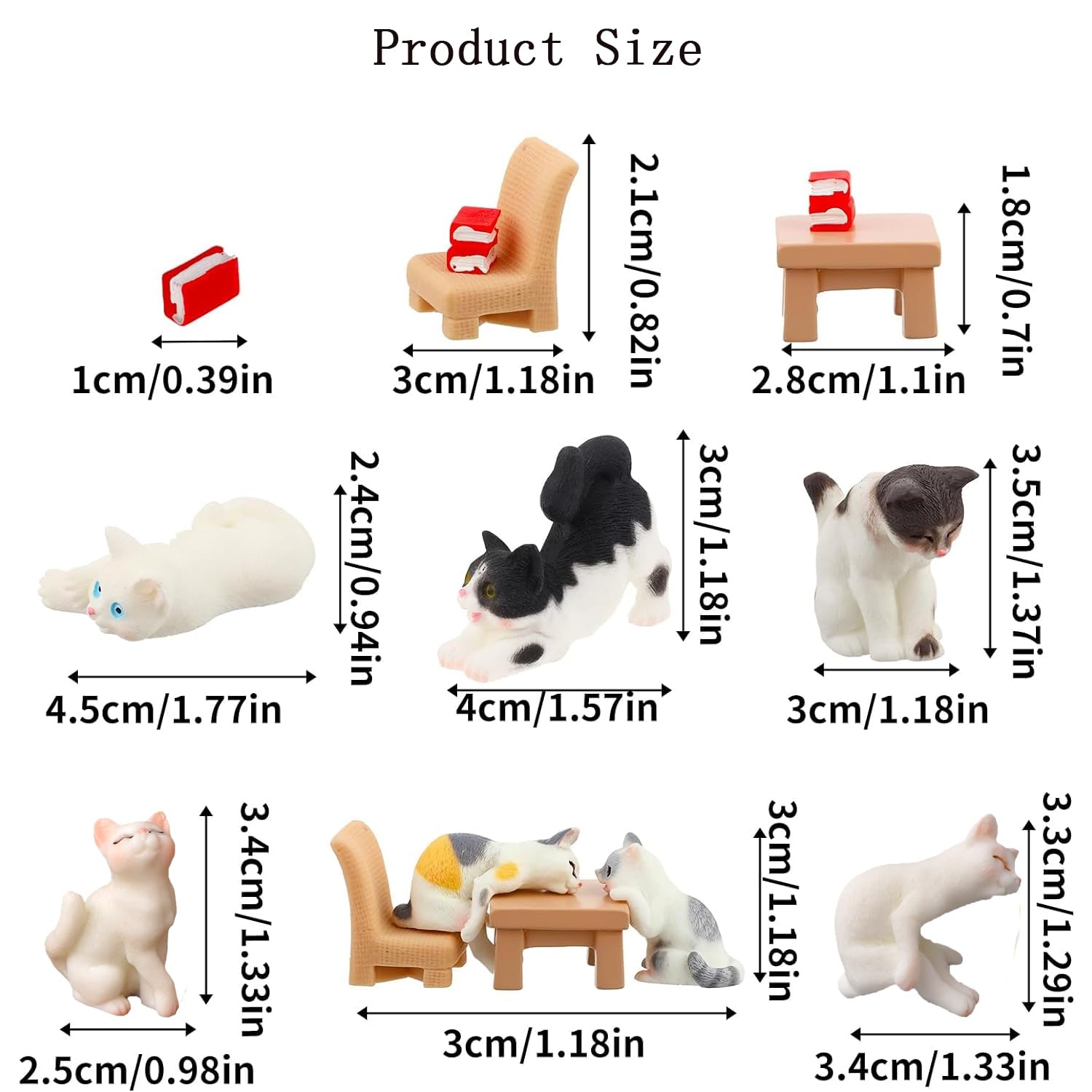 15-teiliges Set Mini-Katzenfiguren Aus Harz, Niedliche Dekoration Für Puppenhaus, Tisch Oder Garten