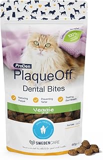 ProDen PlaqueOff Bites Katzen Leckerlis für Zahnpflege 60 g, Katzensnacks für Mundhygiene, Katzen Zahnpflege für frischen Atem, Leckerli Katze mit Gemüse Geschmack product image