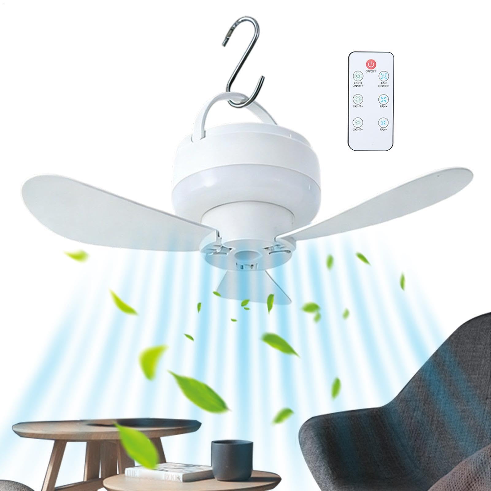 Ventilateur de plafond télécommande USB portable pour randonnée et éclairage de secours abri