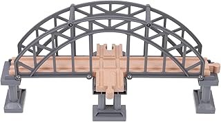 Toyvian Wooden Train Tracks Suspension Bridge Toy Wood Cross Railway Toys Train Scene Layout Props Toy Train Accessory for Kids Toddlers (Grey) Wooden Train Accessories