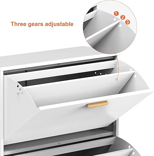 Miniatura 7 de Zapatero de acero de 3 cajones organizador de almacenamiento independiente y montado en la pared con puerta abatible moderno armario de zapatos para