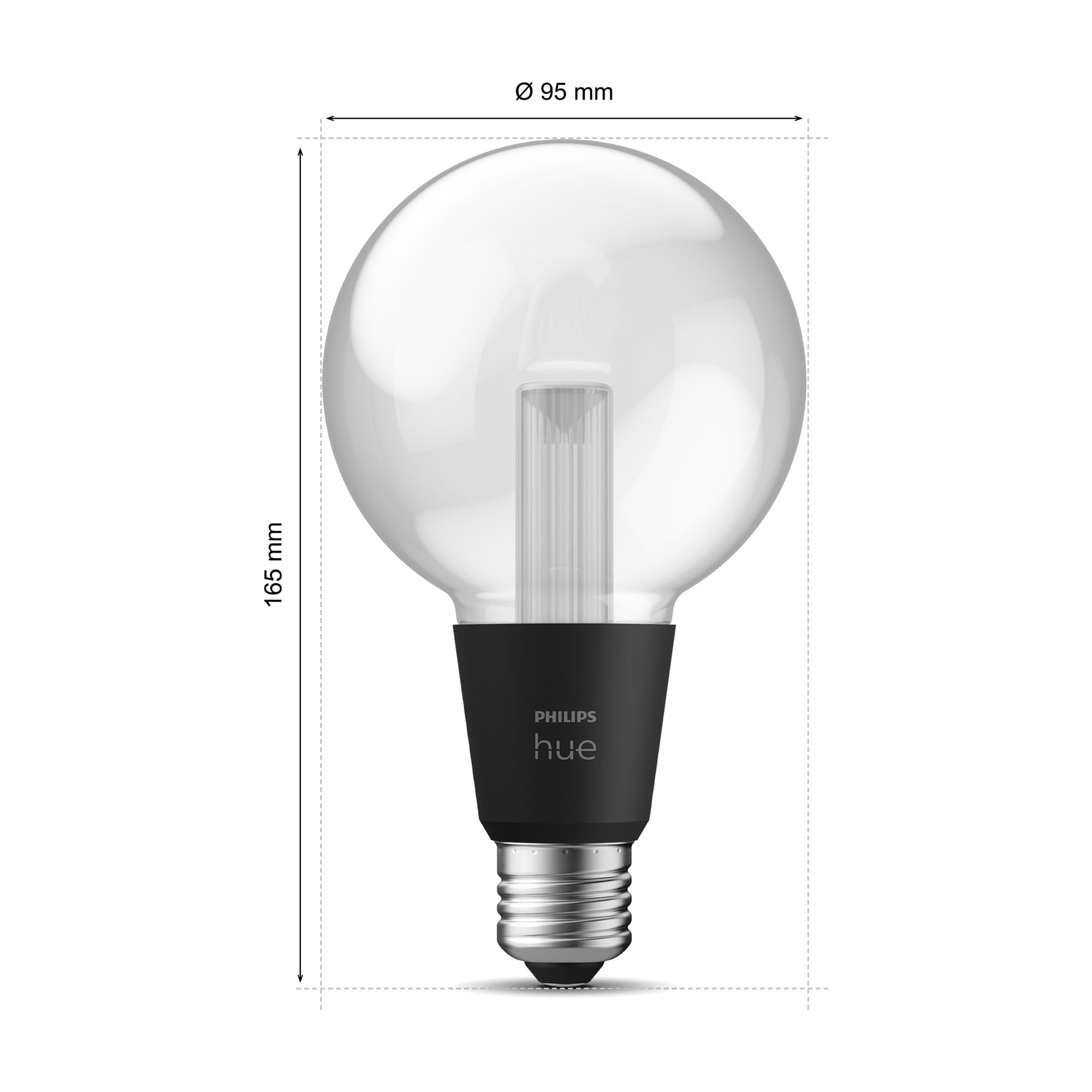 Philips Hue Lightguide G95 Petite ampoule intelligente Globe, lumière blanche et couleur, compatible Bluetooth, commande vocale avec Alexa, Apple Home et Google Assistant