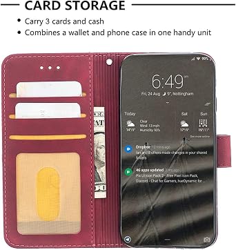 Aroepurt Case Compatible for Realme Narzo 70 Turbo 5G Phone Case Cover [with Tempered Glass Screen Protector] Flip Stand Cover PU Leather Wallet Case Red
