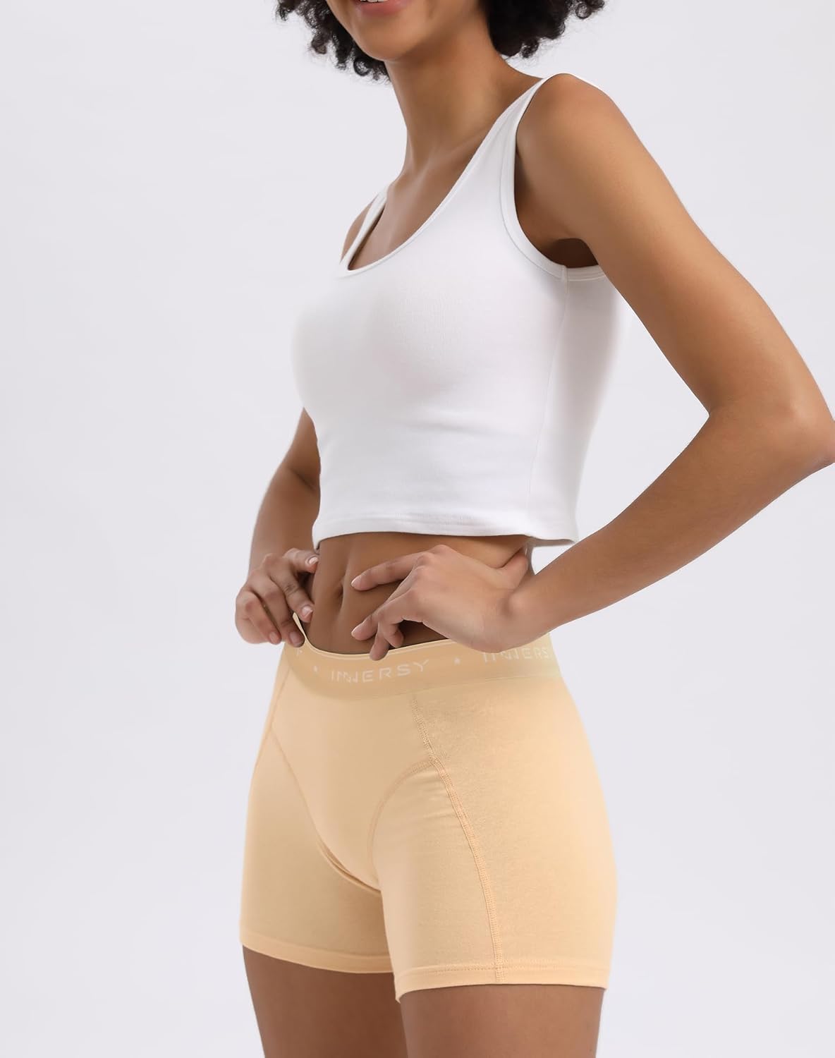 INNERSY Women's 4" Inseam Boxers Briefs Cotton Boyshorts Underwear Ladies Panties 3-Pack - Image 2