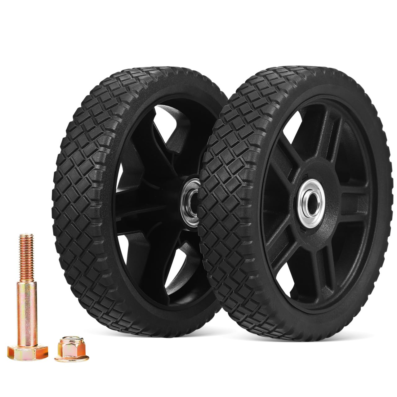 Kisangel 2 Pack 7 Inch Lawn Mower Wheels - Durable PVC Replacement Wheels for Most Standard Push Mowers, Easy Install & Enhanced Stability