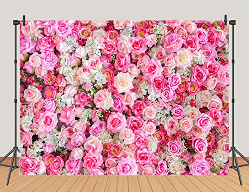 3D Rose Flower Photo Background Pink Red Rose Photography Backdrop For Pictures 5X3Ft Vinyl Newborn Baby Bridal Shower Birthday Party Banner Cake Table Decor Supplies Photo Studio Props #TOP5