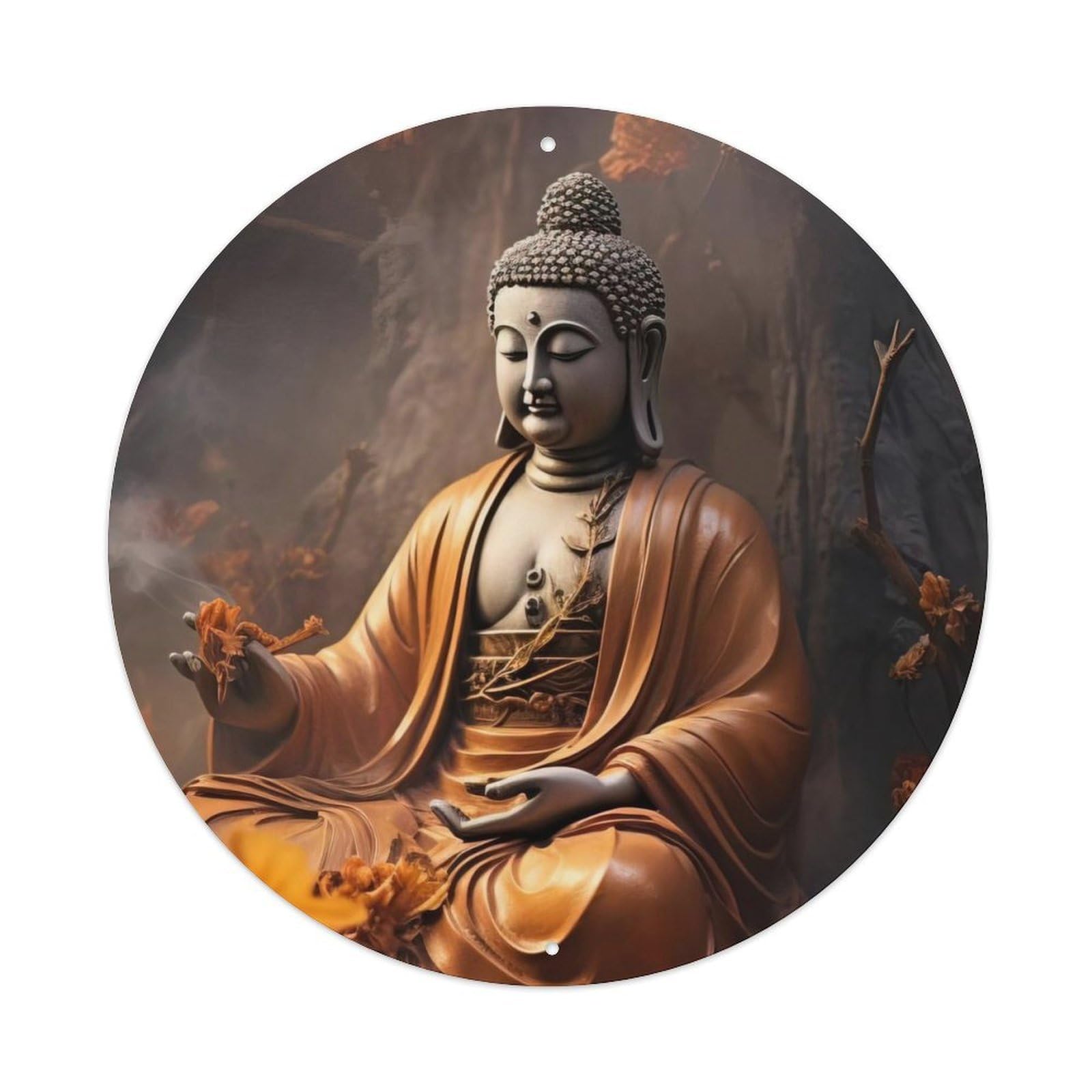 Buddhism Buddha on The Rocks Metal Tin Sign