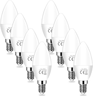 YIIFELL 8 X Bombilla E14 Calida, LED Bombillas E14 5W Equivalente A 40W, Blanco CáLido 3000K 400LM, Sin Parpadeo AC 220-240V, No Regulable, Bombilla Casquillo Fino Para Dormitorio,Cocina,Salón