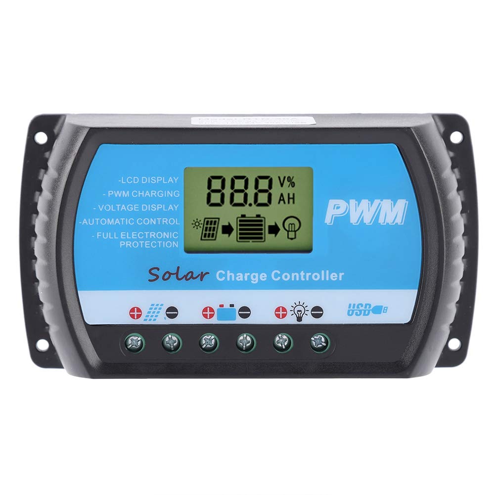 Bewinner 12V 24V PWM Solar Charge Controller with LCD Display and USB Port (10A)-image-46