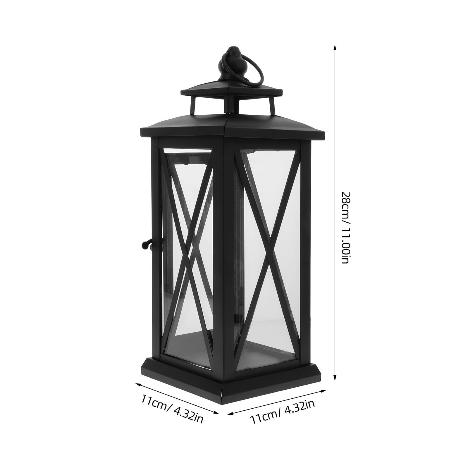 HANABASS Windlicht mit Winddichtem Türverschluss Kerzenhalter Retro aus Eisen und Glas und Quadratischem Sockel als Hochzeitsdekoration für Drinnen