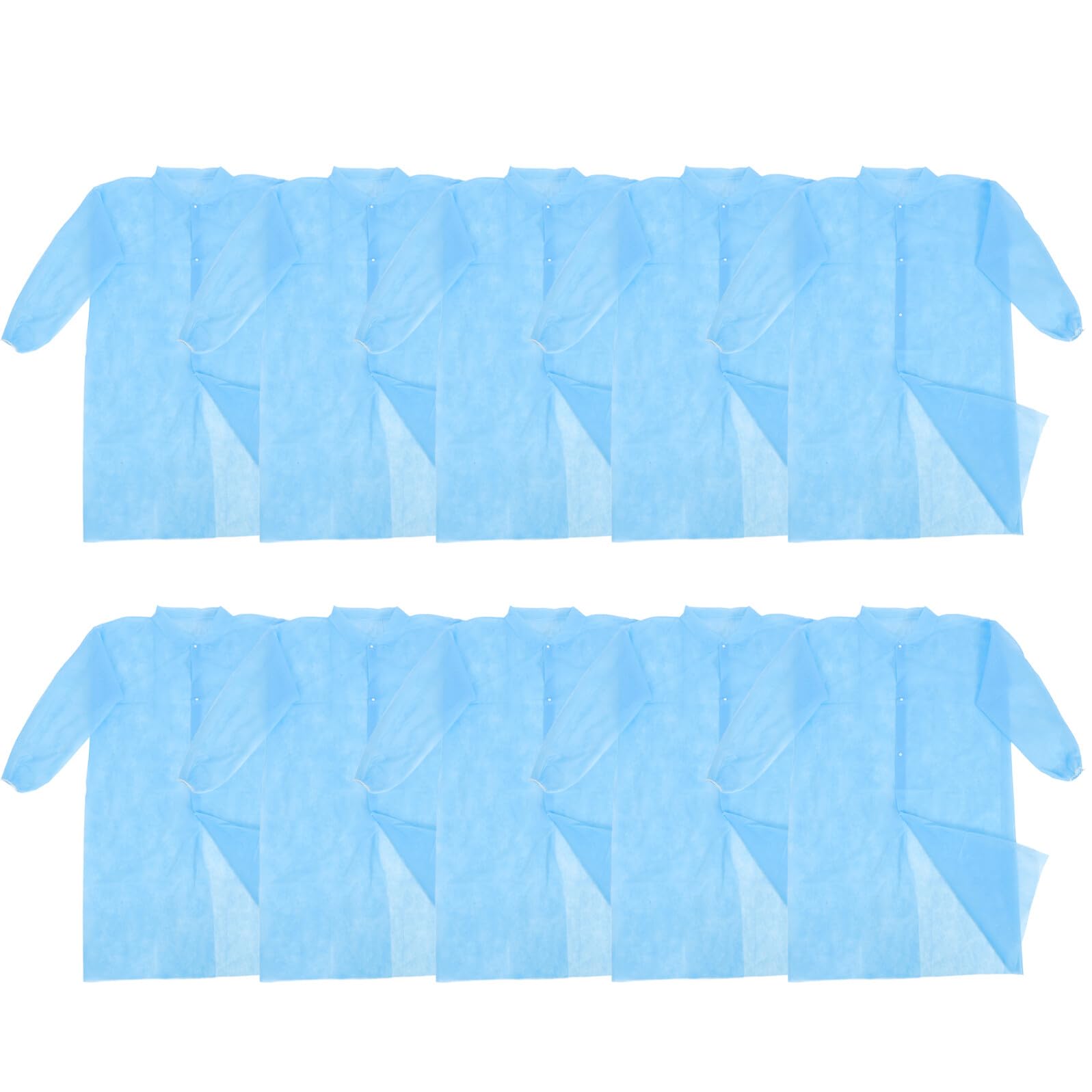 NUOBESTY 10 pièces Lot de Blouses de Laboratoire Non Tissées avec Boutons Combinaisons de Protection Respirantes et Légères pour Adultes Usage Répété Vêtements de Protection Anti-poussière
