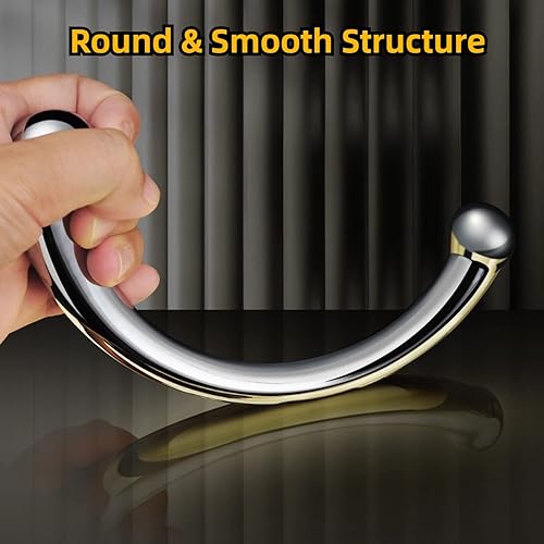 Miniatura 3 de MEYILA Consolador de doble extremo, varita de masaje, enchufe anal sexual para punto G, cuentas anales de metal sólido, curvadas de doble extremo,