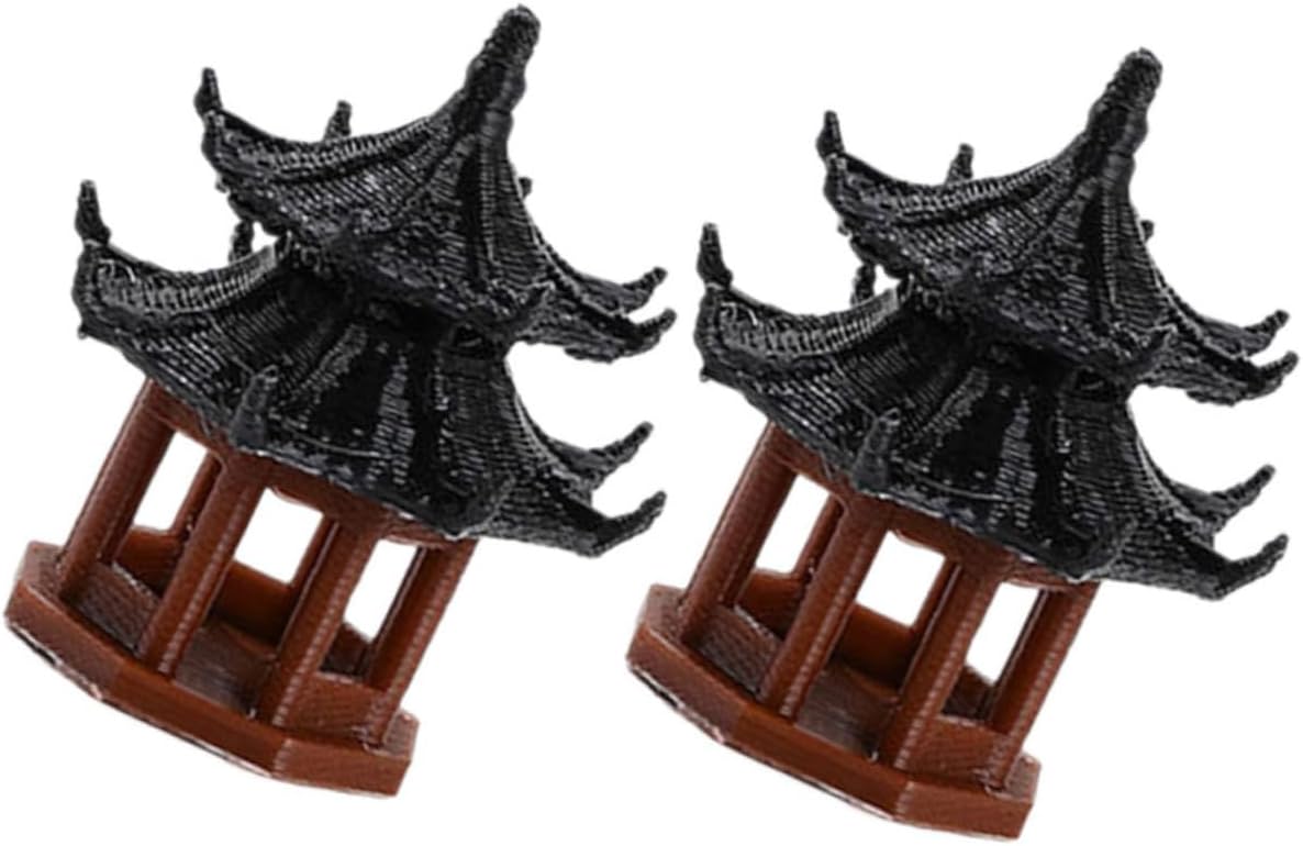 LSLYTQ 4pcs Micro Landscape Pavilion Statue Miniature Scene Pavilion Garden Decor