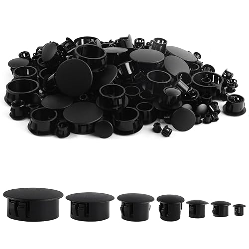 MroMax 210 tapones de plástico para agujeros de 7 tamaños, tapones de agujero negros de 3/16", 1/4", 5/16", 3/8", 1/2", 3/4", 1", tapas de tornillo