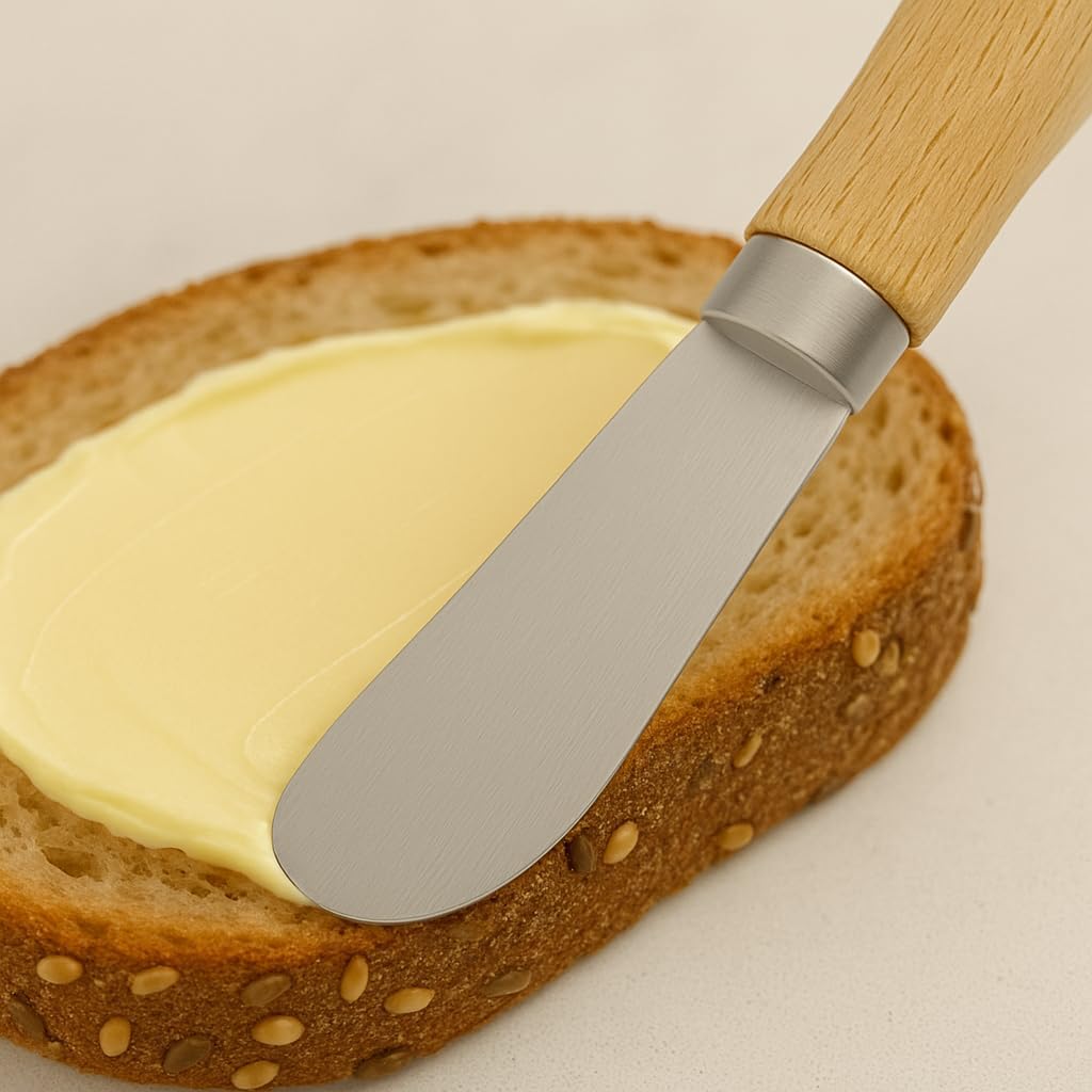 Butter Knives Set of 2, Oak Handle, Durable Stainless Steel Blade, Butter Knife for Smooth Spreading Butter Cream Cheese Jam, Ideal for Bagels, Sandwiches, Butter Knife Spreader 6 Inches (Oak 6.2")